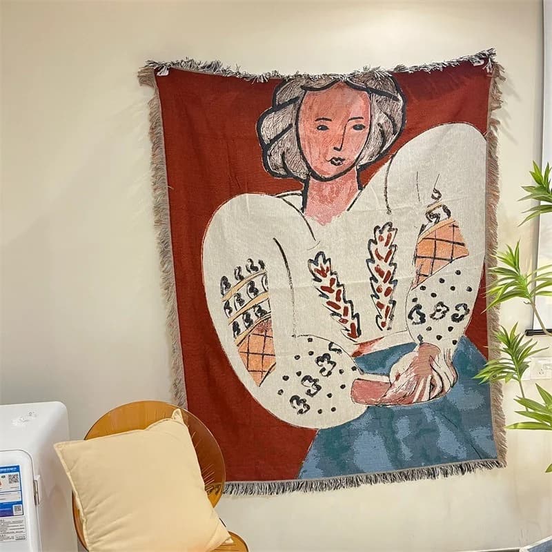 Matisse-stílusú pamutkeverék falikárpit kanapéra vagy ágyra