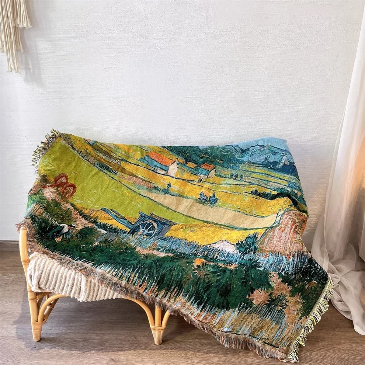Van Gogh művészi nyomtatású kötött takaró kanapéra