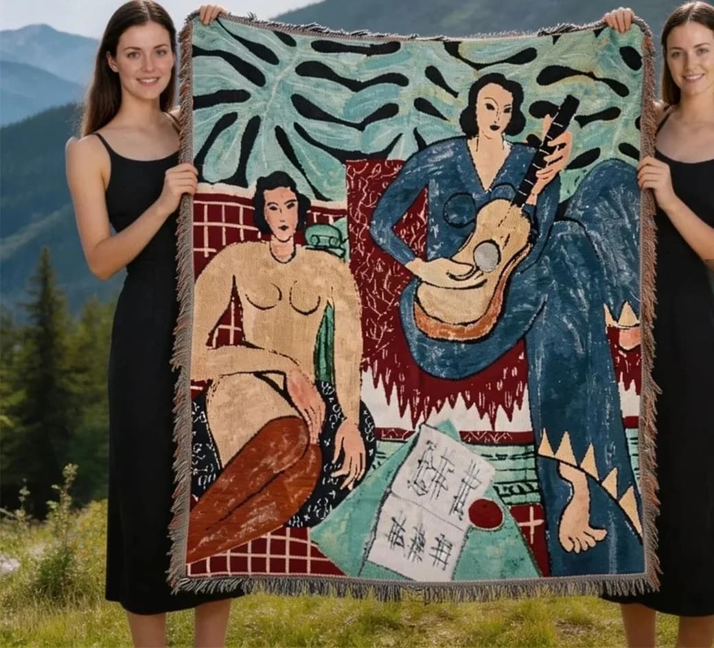 Matisse stílusú szőtt kárpit takaró faldekorációhoz