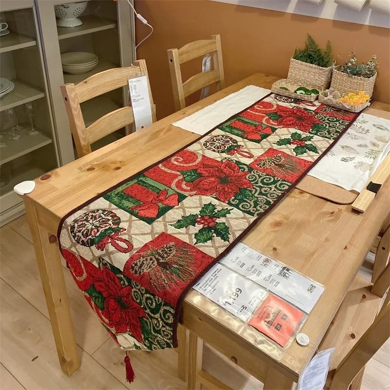 Karácsonyi asztali futó, pamutkeverék dekoratív textil étkezőbe