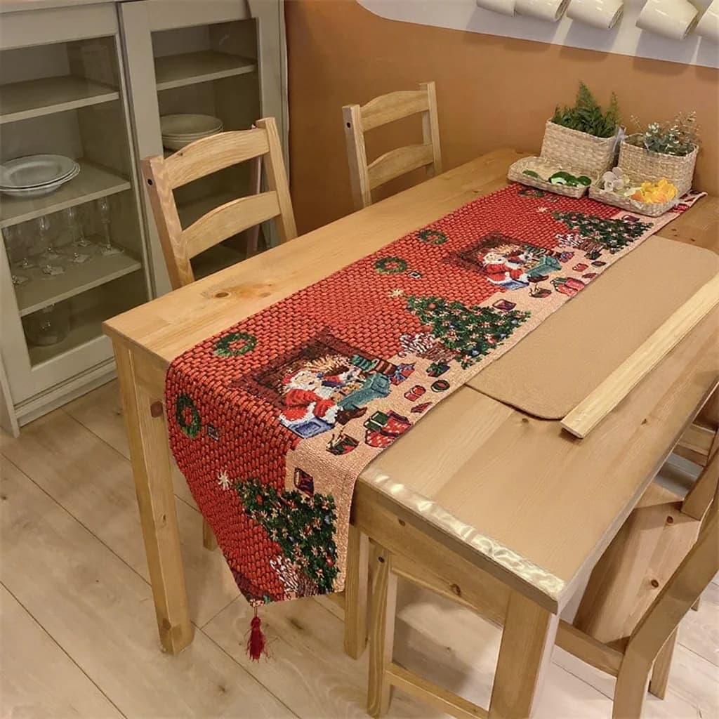 Karácsonyi asztali futó, pamutkeverék dekoratív textil étkezőbe