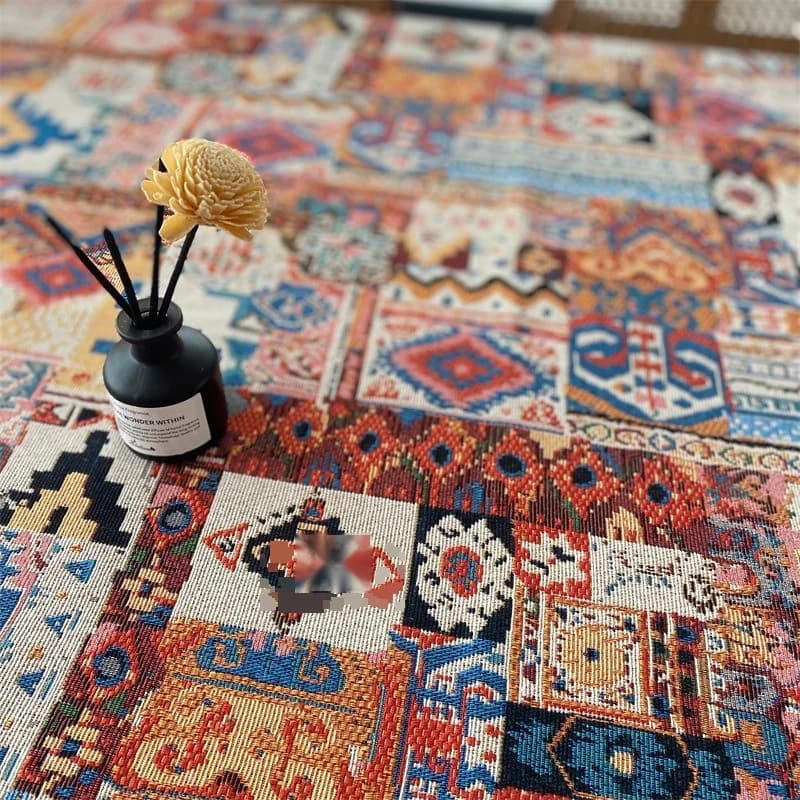 Retro bohém jacquard asztalterítő geometrikus mintával
