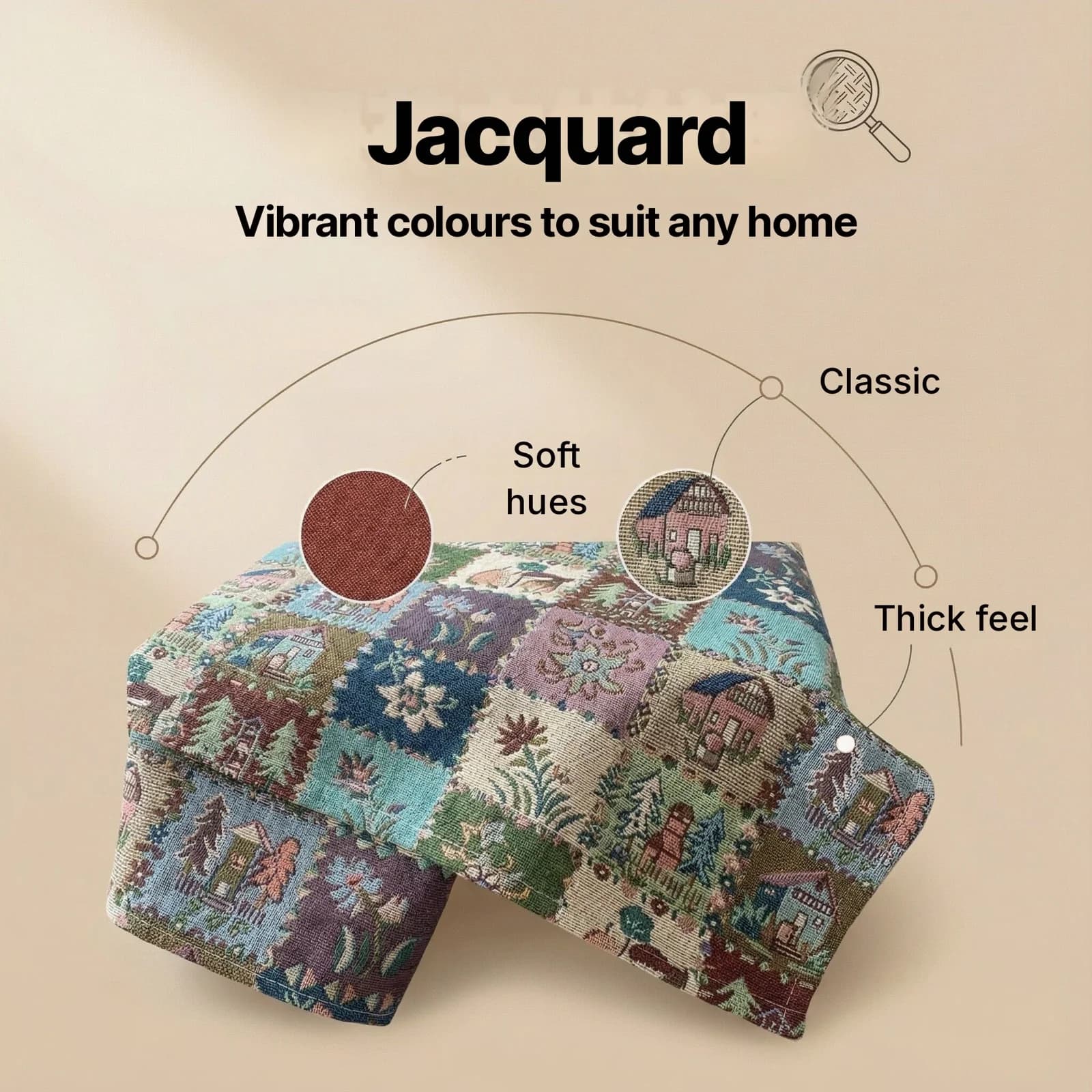 Pamut keverék asztali futó és abrosz virágos jacquard mintával