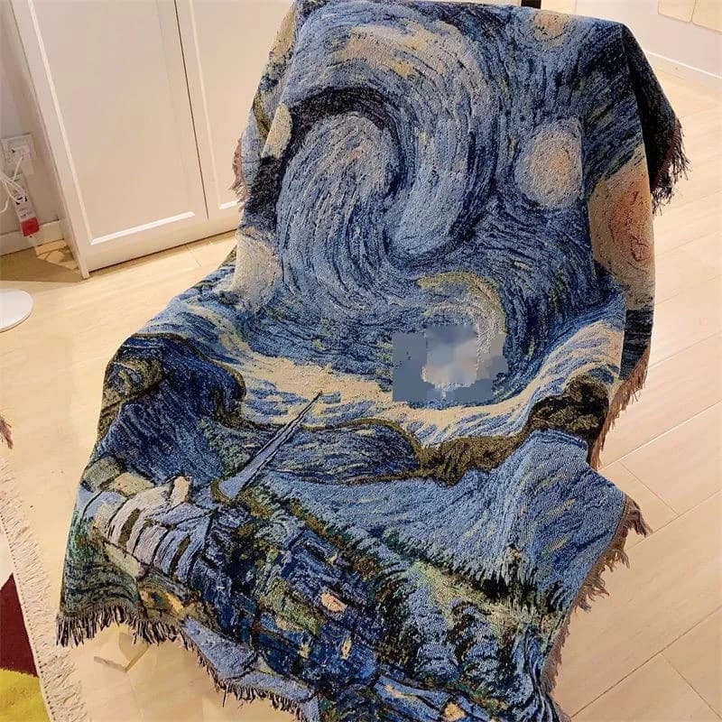 Van Gogh Csillagos éj kanapé takaró pamut keverék dekoratív borítás