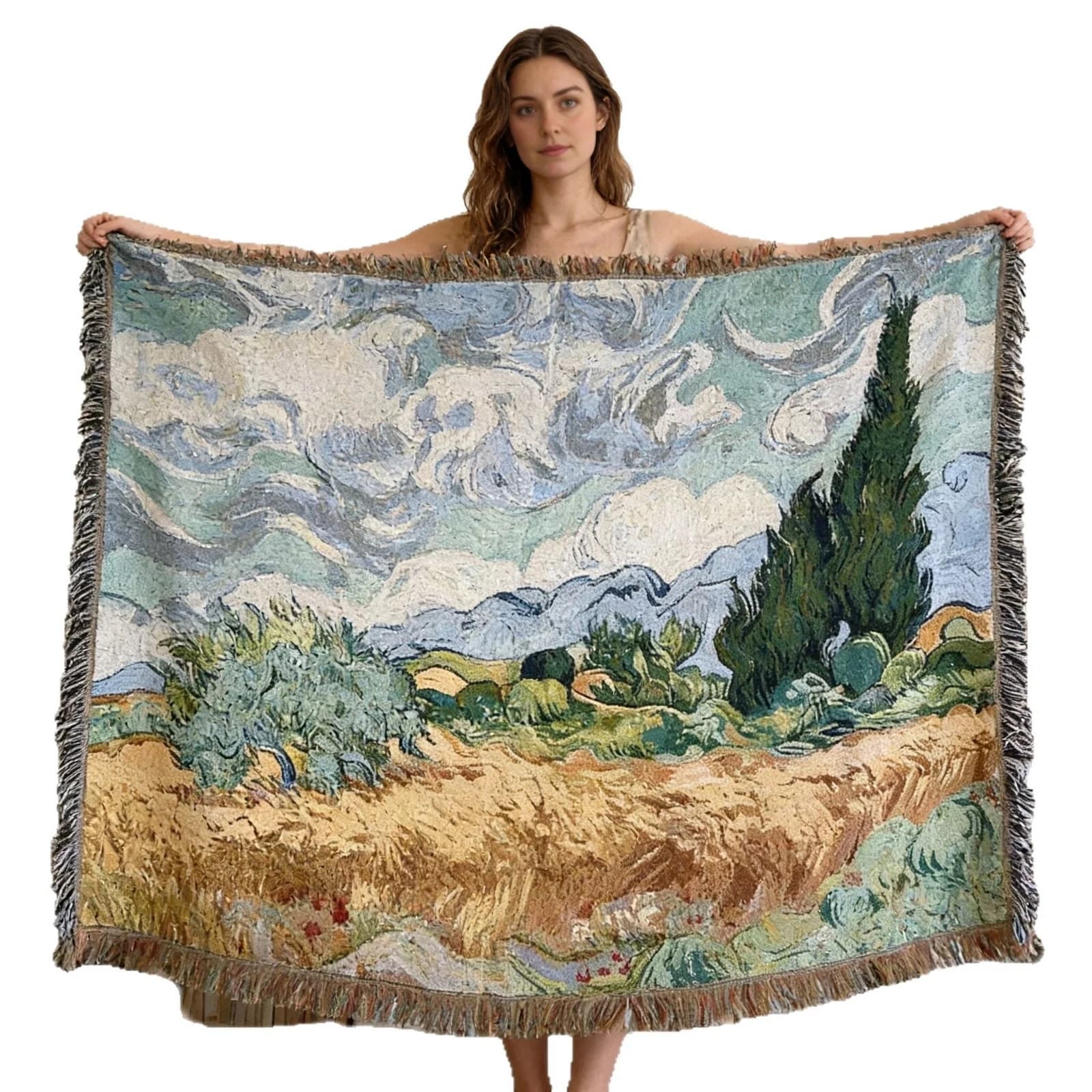 Van Gogh stílusú szövött kárpit takaró kanapéra és faldekorációnak