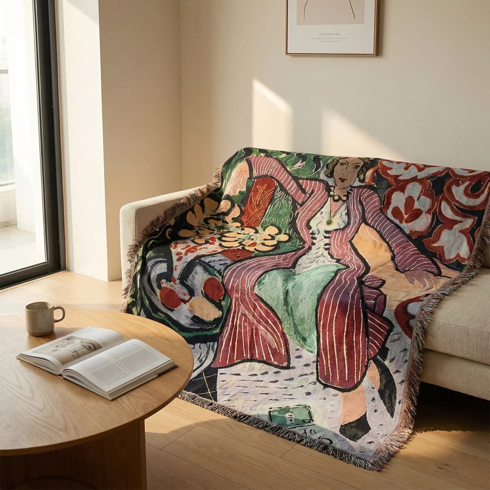 Matisse stílusú szőtt kárpit takaró faldekorációhoz