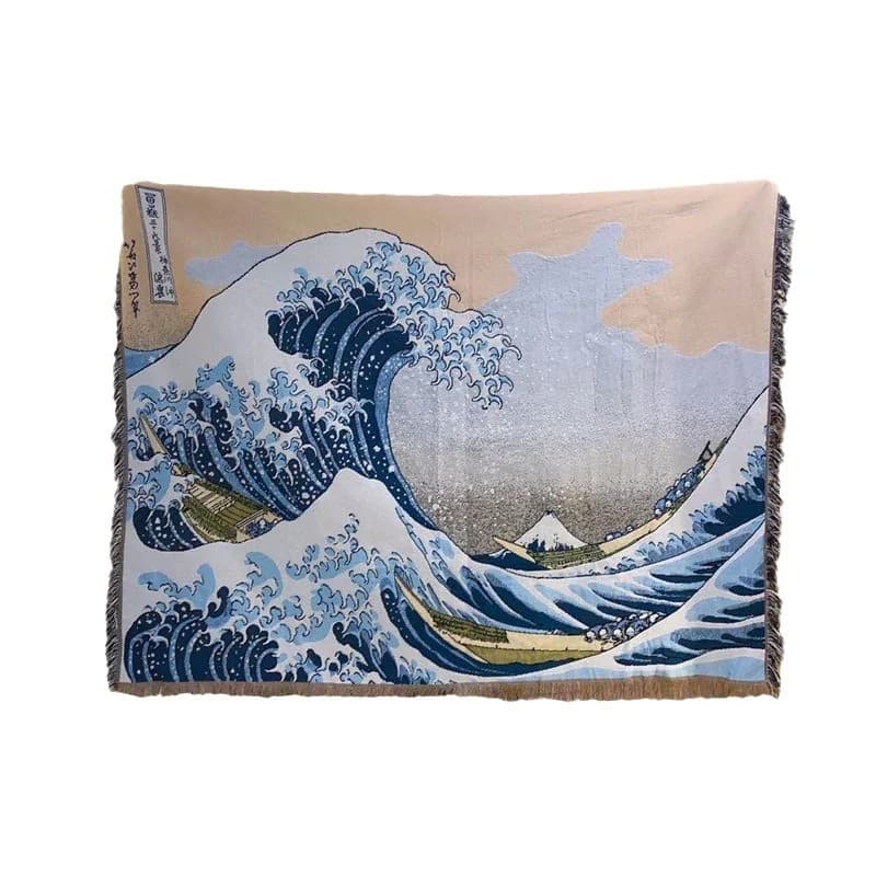 Japán Ukiyo-e stílusú falikárpit és díszítő takaró, pamutkeverék